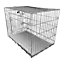 HugglePets Dog Cage with METAL Tray - SILVER - SMALL