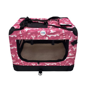 HugglePets Fabric Crate - Large Camo Pink