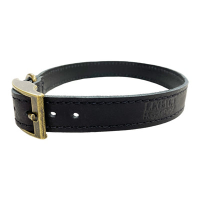 HugglePets Leather Dog Collar Extra Large 45 - 50 cm Black