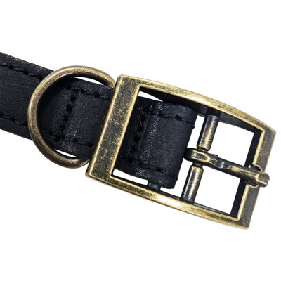 HugglePets Leather Dog Collar Extra Large 45 - 50 cm Black