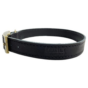 HugglePets Leather Dog Collar Large 40 - 45 cm Black