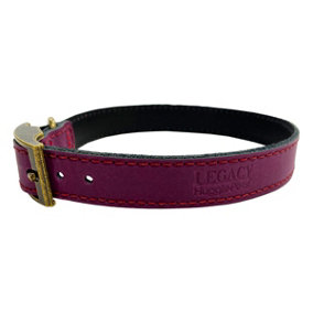 HugglePets Leather Dog Collar Large 40 - 45 cm Merlot