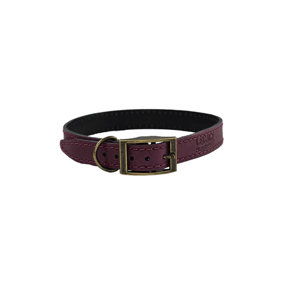 HugglePets Leather Dog Collar Medium 35 - 40 cm Merlot