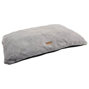 HugglePets Luxury Plush Grey Dog Cushion Bed