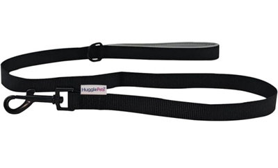 HugglePets Padded Black 100cm x 1.9cm Weatherproof Dog Lead