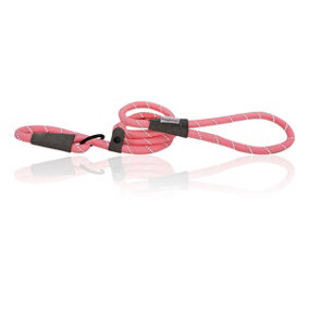 HugglePets Pink 100cm x 0.8cm Reflective Weatherproof Rope Dog Slip Lead