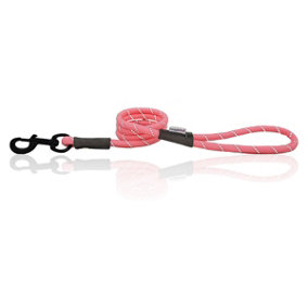 HugglePets Pink 107cm x 1.2cm Reflective Weatherproof Rope Dog Lead