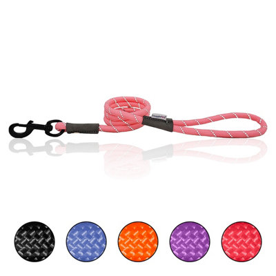 HugglePets Pink 107cm x 1cm Reflective Weatherproof Rope Dog Lead
