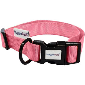 HugglePets Pink Medium 30 - 50cm Snappy Weatherproof Dog Collar