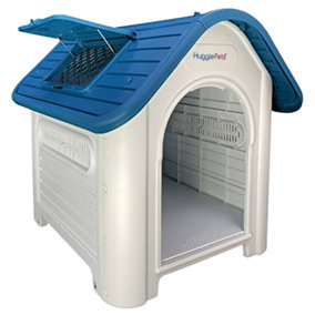 HugglePets Plastic Dog Kennel (419) (Blue Roof)