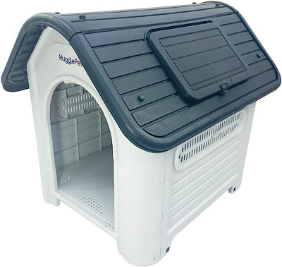 HugglePets Plastic Dog Kennel (419) (Grey Roof)