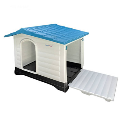 HugglePets Plastic Dog Kennel with Base (424) (Blue Roof)