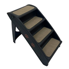 HugglePets Plastic Pet Stairs / Steps (Black With Carpet)