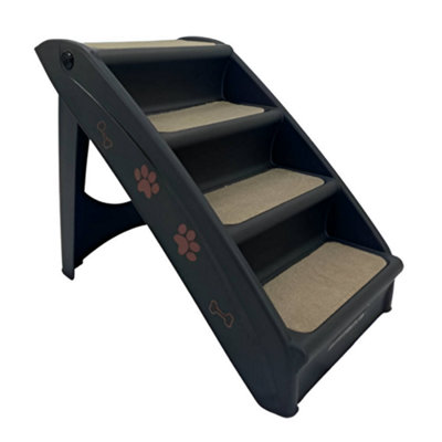 HugglePets Plastic Pet Stairs / Steps (Black With Carpet)