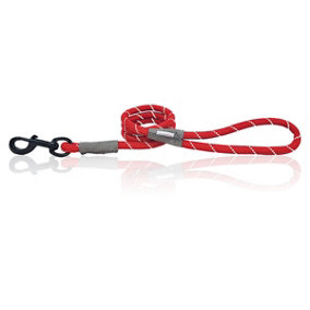 HugglePets Red 107cm x 1.2cm Reflective Weatherproof Rope Dog Lead