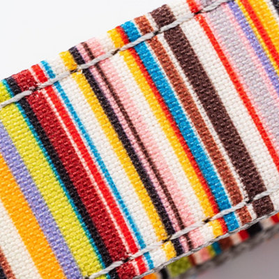 Hugo & Hudson Fabric Nylon Pet Dog Collar - Multi-coloured Striped - L