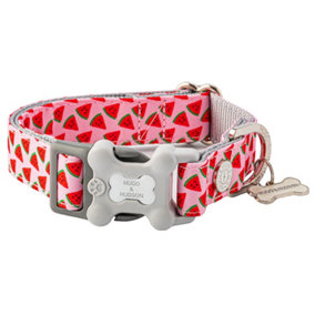 Hugo & Hudson Fabric Nylon Pet Dog Collar - Pink Watermelon - M