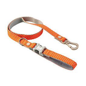 Hugo & Hudson Fabric Nylon Pet Dog Lead Leash - Orange Geometric - 120cm x 2.5cm