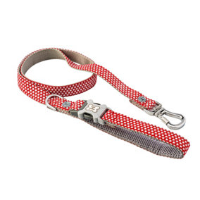 Hugo & Hudson Fabric Nylon Pet Dog Lead Leash - Red Star - 120cm x 1.5cm