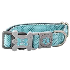 Hugo & Hudson Mesh Quick Dry Pet Dog Collar, Aqua, MW