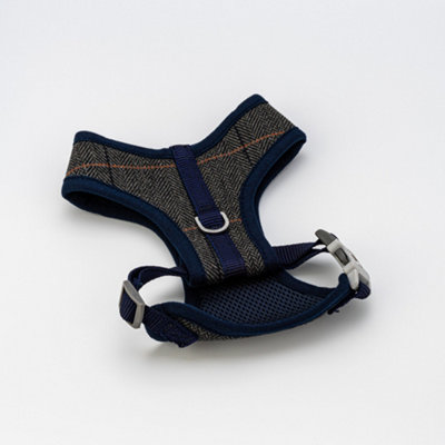 Hugo & Hudson Tweed No Pull Dog Harness, Adjustable Pet Vest, Grey Checked, M
