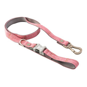 Hugo & Hudson Tweed Pet Dog Lead Leash, Pink Checked, M/L