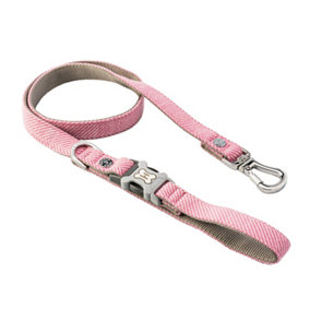 Hugo & Hudson Tweed Pet Dog Lead Leash, Pink Herringbone, M/L