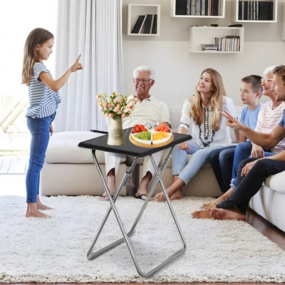 Huhote Compact Folding Snack Table for Small Spaces Black