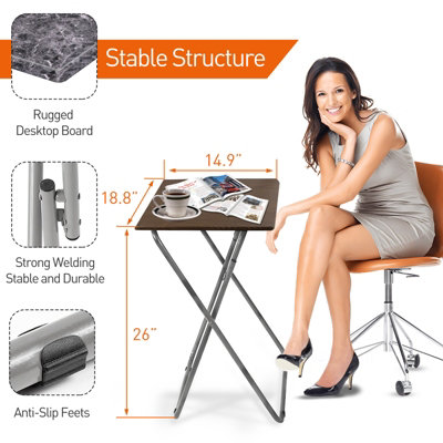 Huhote Compact Folding Snack Table Small Spaces Side Table End Table ...