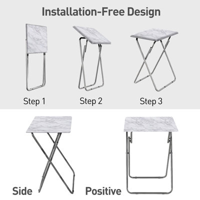 Huhote Elegant Folding Snack Table Small Spaces Side Table End Table Coffee Table Beside Table Sofa Table White