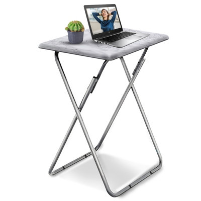 Huhote Elegant Folding Snack Table Small Spaces Side Table End Table Coffee Table Beside Table Sofa Table White