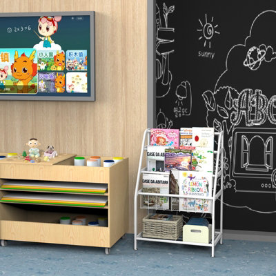 Huhote Stylish Kids Bookshelf Compact White Book and Toy Storage ...