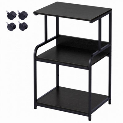 Huhote Three Tier Large Black Rolling Printer Cart With Wheels And Storage