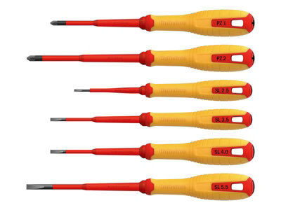 Hultafors HUL444465 VDE Pozidriv & Slotted Screwdriver Set 6 Piece HUL444465