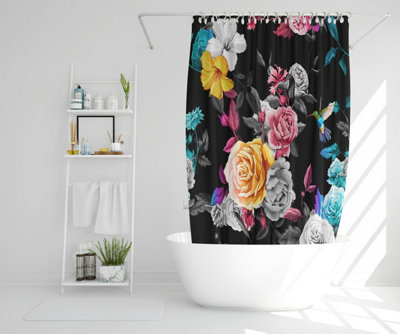Humming bird, roses, peony with leaves (Shower Curtain) / Default Title Price Comparisons | Compare The Build