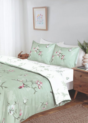 Hummingbird Microfibre Complete Duvet Set with Fitted Sheet