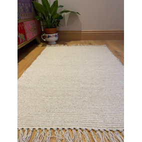 Hush Hand Loomed Soft Cotton Rug in Muted Colours / 120 x 180 cm / Natural