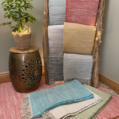 Hush Hand Loomed Soft Cotton Rug in Muted Colours / 120 x 180 cm / Natural