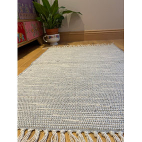 Hush Hand Loomed Soft Cotton Rug in Muted Colours / 120 x 180 cm / Pale Grey