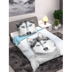 Husky Dog Single 100% Cotton Duvet Cover Set - European Size