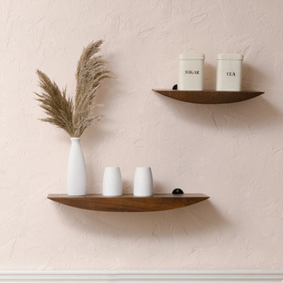 Hutch Set of 2 Wall Mounted Floating Shelves, Solid Mango Wood Storage ...