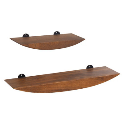 Hutch Set of 2 Wall Mounted Floating Shelves, Solid Mango Wood Storage ...