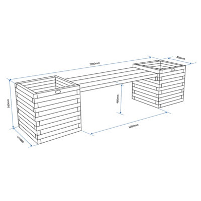 Hutton Garden Wooden British Made Windermere Garden Planter Bench FCS Cert - 5