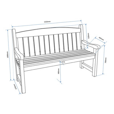 Hutton Garden Wooden Cotswold British Made 3 Seater Bench FCS Certified - 6