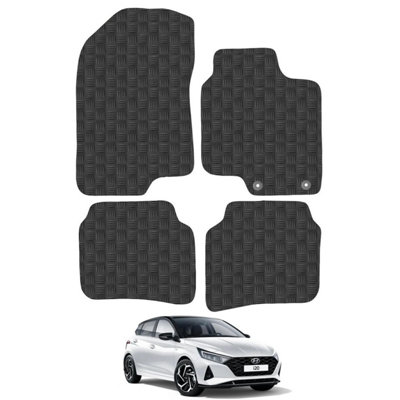 Huyndai i20 2020-Onwards Car Floor Mats Rubber Tailored Fit 4pcs Set Black