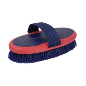 Hy Signature Horse Body Brush Navy/Red (One Size)