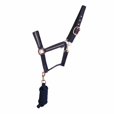 Hy Sparkle Horse Headcollar and Leadrope Set Navy/Rose Gold (Small Pony) Price Comparisons | Compare The Build