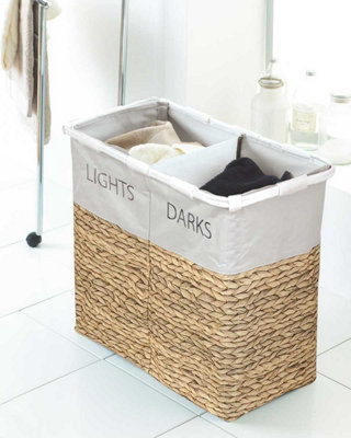 White and dark laundry basket discount