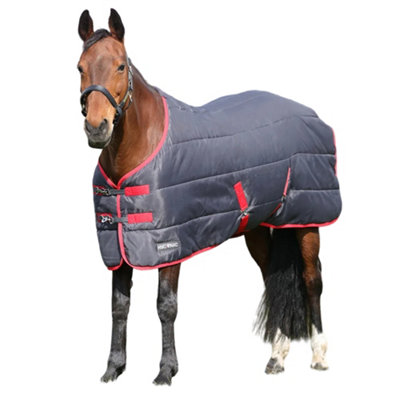 HYCONIC Standard-Neck 100g Horse Stable Rug Charcoal/Red (5 6