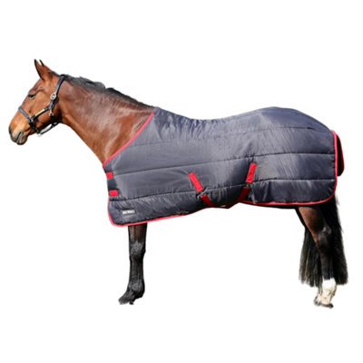 HYCONIC Standard-Neck 100g Horse Stable Rug Charcoal/Red (5 6
